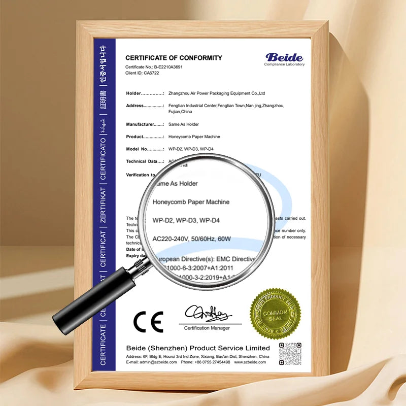 Transport Protection Speed 40 CM/S Dispenser Kraft Wrapping Cushion Packaging Roll Cutting Honeycomb Paper Machine