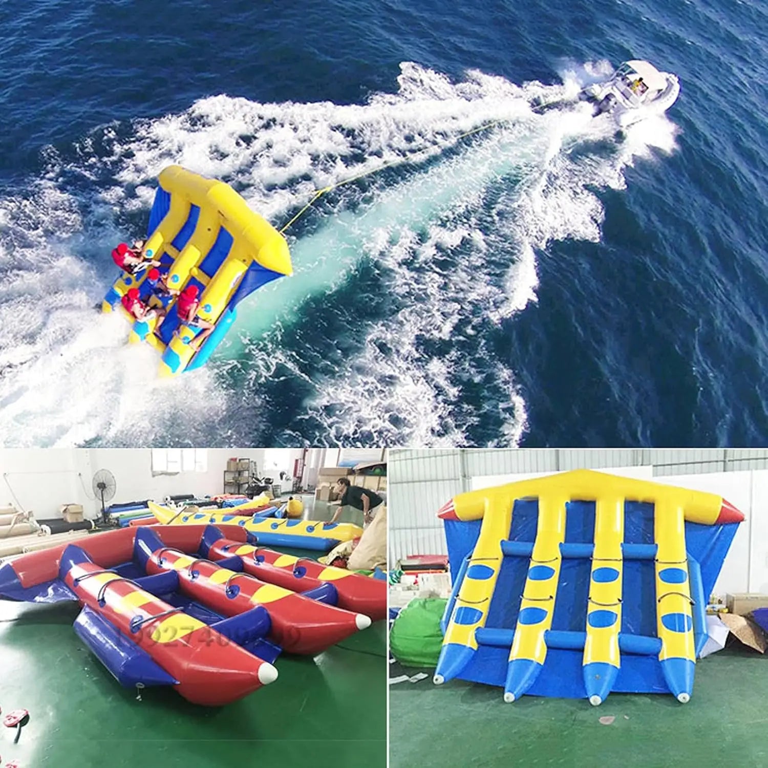 Flying Tube for Water Sports Heavy Duty Inflatable Flying Tube for Boat Towing with EVA Handles
