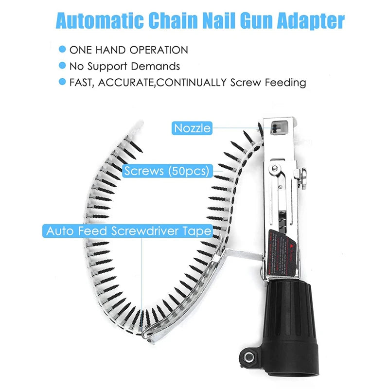 Electric Drill Automatic Chain Nail Adapter Self Tapping Screwdriver  Electric Screw Gun For Woodworking Power Tools Accessories