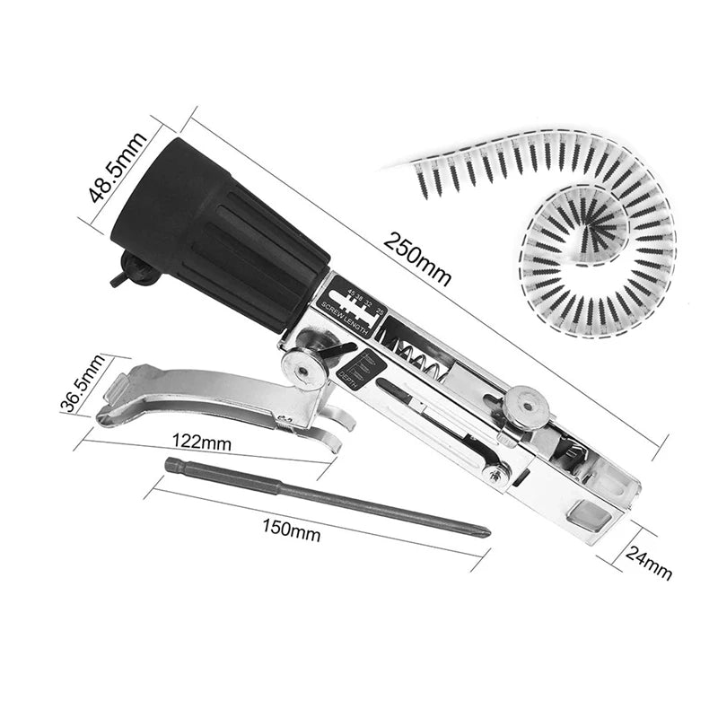 Electric Drill Automatic Chain Nail Adapter Self Tapping Screwdriver  Electric Screw Gun For Woodworking Power Tools Accessories