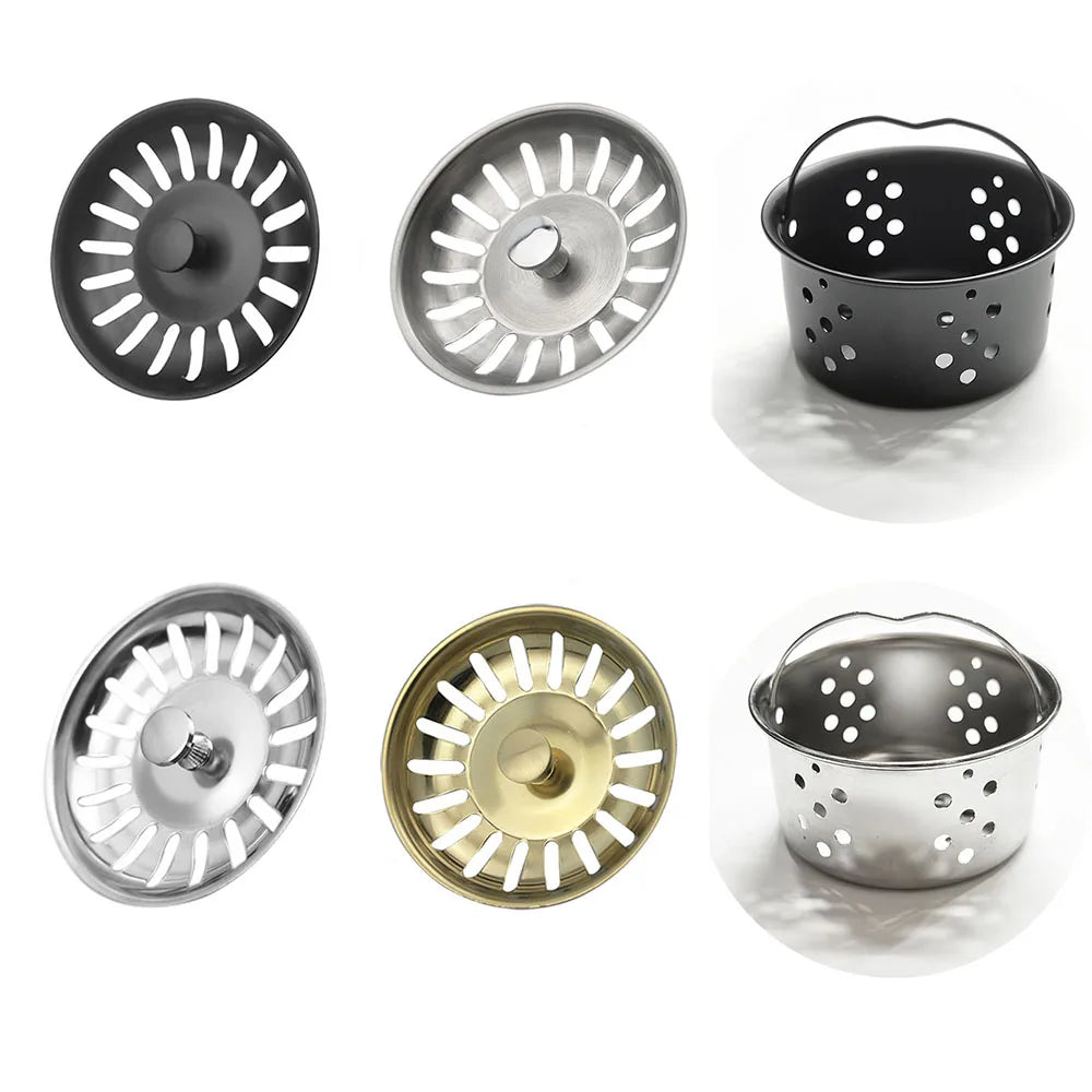 Kitchen Sink Strainer  Plug  Water Basin Sink  Drain Filter  Basket Draine Accessories  304 Stainless Steel Black