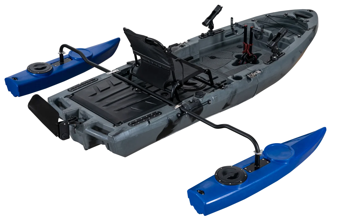 2026 Hot Selling-LSF New Design Fin Pedal Drive Kayak One Person 2.75m Modular Kayak 2 Section Detachable Fishing Boat for Sale