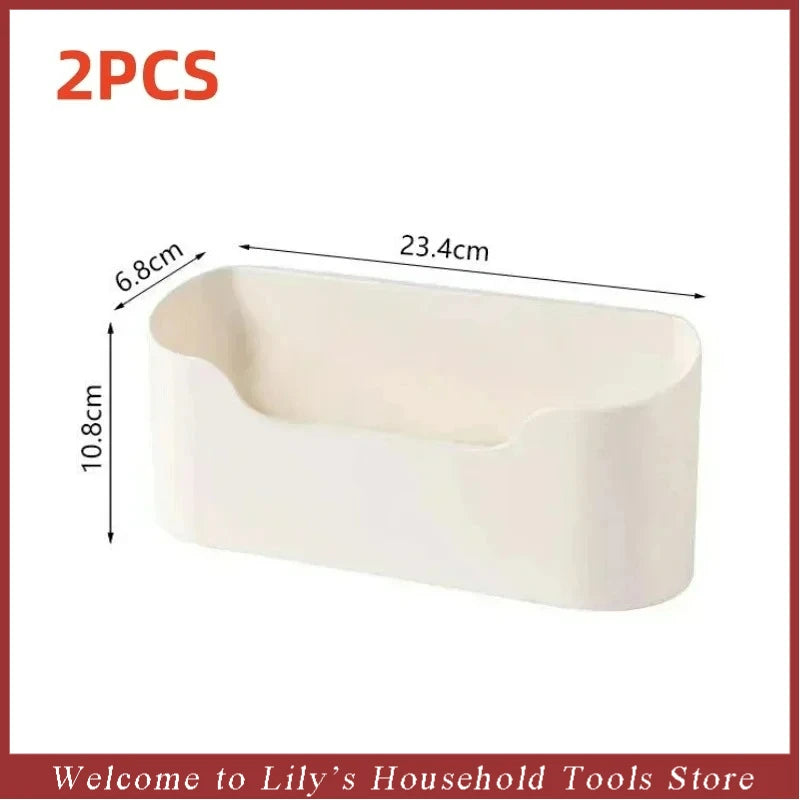 Kitchen Wall-mounted Adhesive Storage Rack Multifunctional Cabinet Door Storage Box Under Sink Drawer Shelf Bathroom Organizer