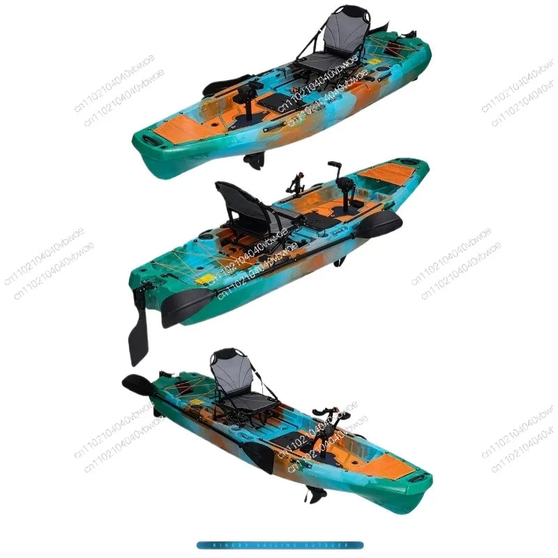 Folding Plastic Boats Fishing 2 Sectional Modular Kayak With Propeller Pedal and Chair
