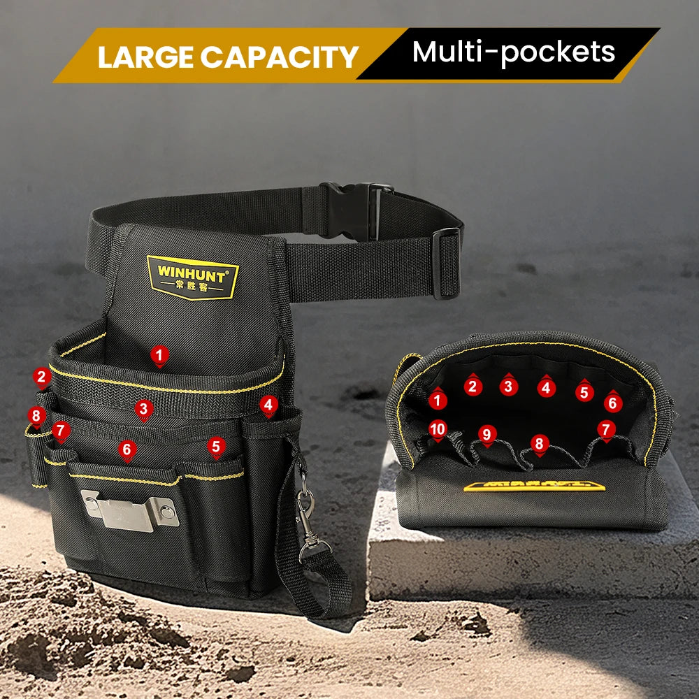 Electrician Tool Waist Bag - Durable, Portable, Multifunctional, Made of Textile Materials, No Assembly Required, Battery-Free f