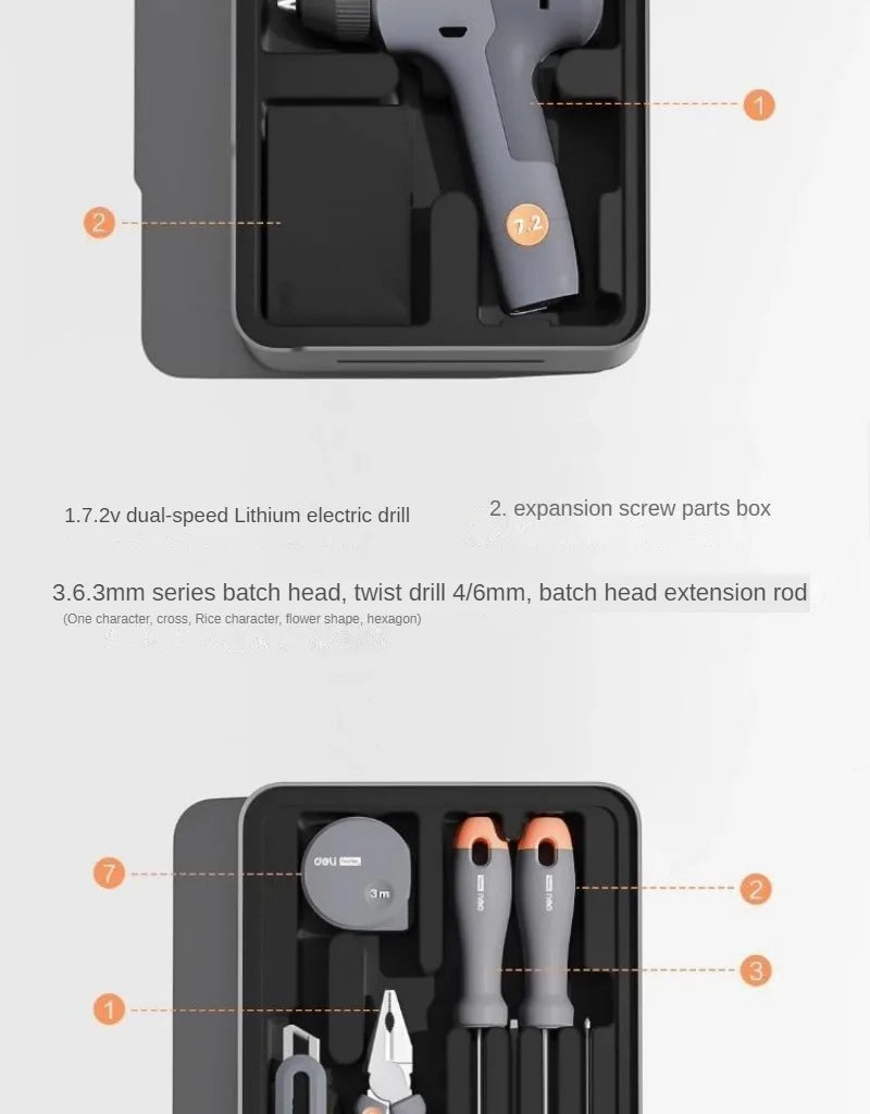 Daily Household Hand Tool Sets Multifunctional Hand Tool Sets Wire Cutter Hammer Lithium Electric Drill Emergency Repair Tools