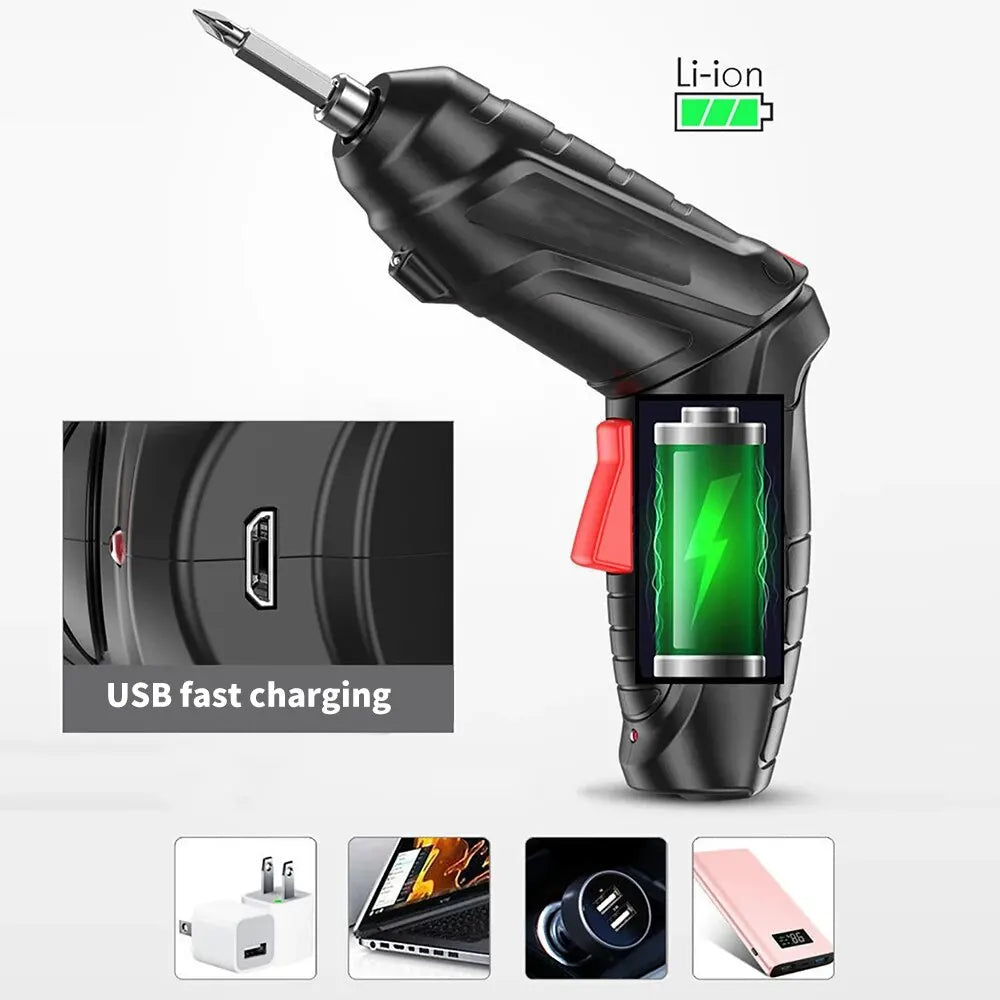 electric screw driver Mini Household Electric Drill Rotated Cordless Screwdriver  Power Tools Household Maintenance Repair