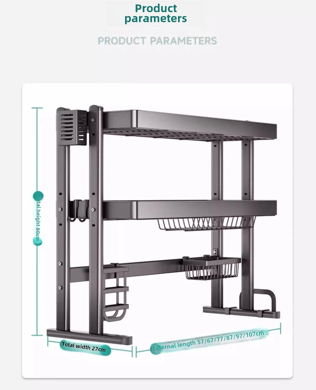 Over-the-Sink Dish Drying Rack Kitchen Sink Organizer Multifunctional Dishware Storage Shelf Space-Saving Plate and Bowl Holder