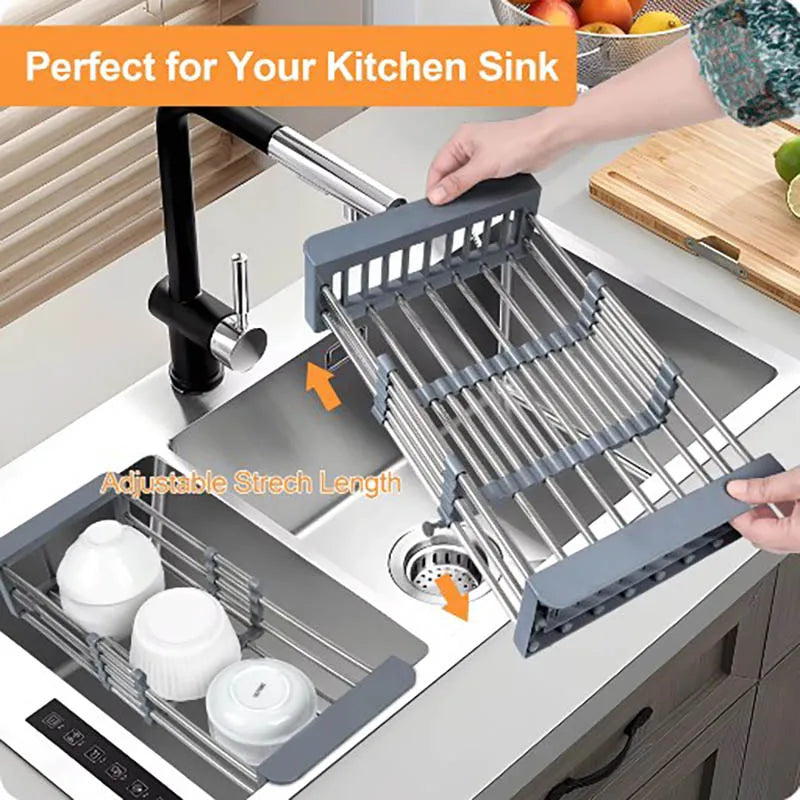 Kitchen Sink Drain Rack Dish Drain Rack Kitchen Basket Folding Drain Rack Stainless Steel Kitchen Sink Kitchen Washing Dishes