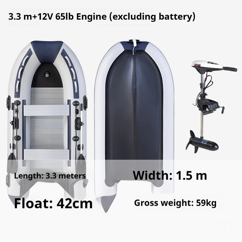 5–6 Person Inflatable Assault Boat 3.8m PVC Fishing Raft with Aluminum Floor, Anti-Collision Design & Rowing Accessories