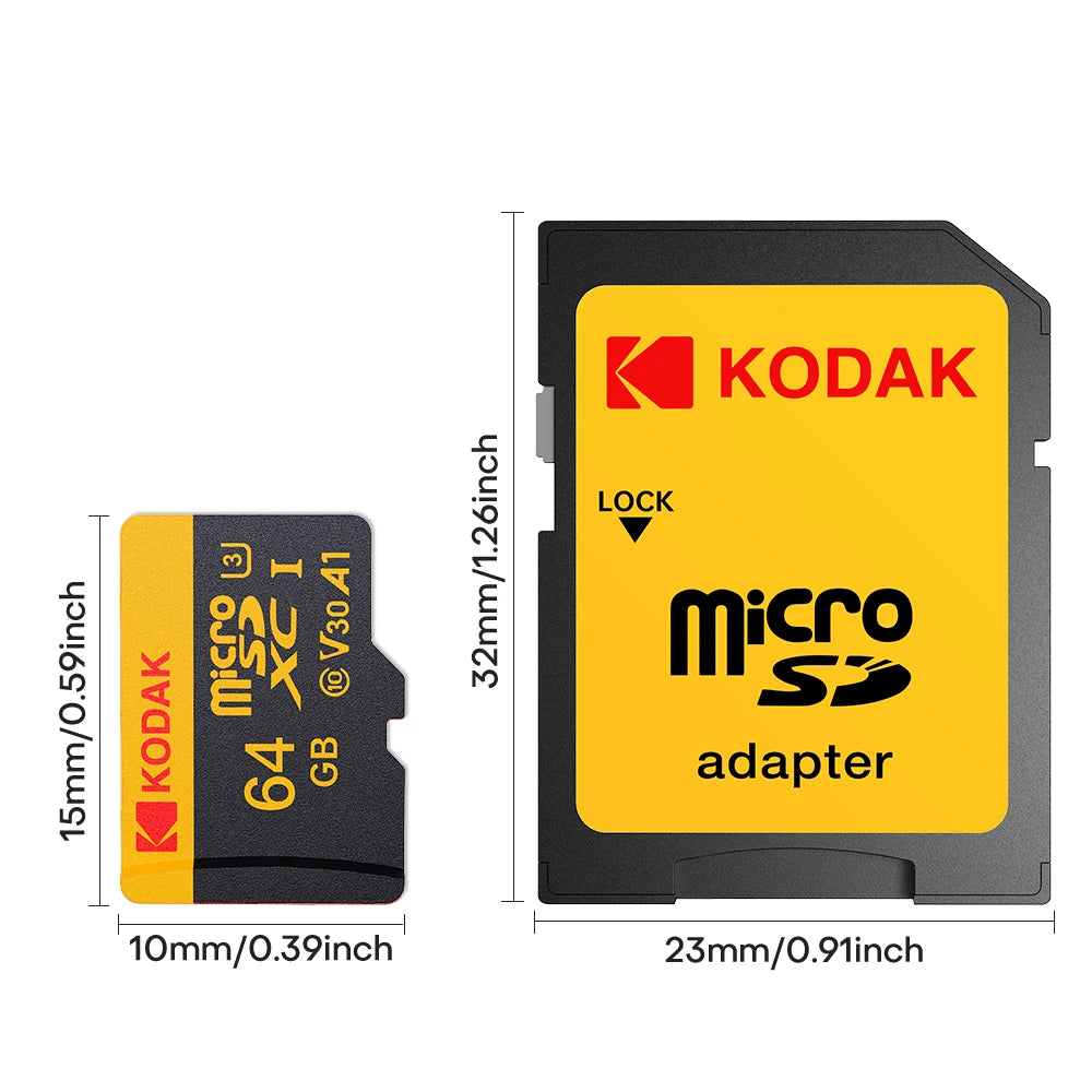 KODAK Micro SD 512GB 256GB Memory Card UP TO 100MB/s C10 U3 32GB 64GB 128GB TF Card 4K HD For USB Card Reader Adapter Microsd