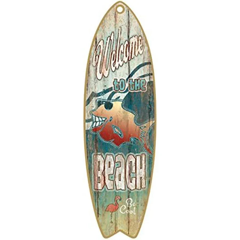 Surfboard Wooden Hanging Sign Ocean Decor Summer Decor Outdoor Decor Summer Theme Wall Decor Beach Signs for Home Cafe Bar Decor