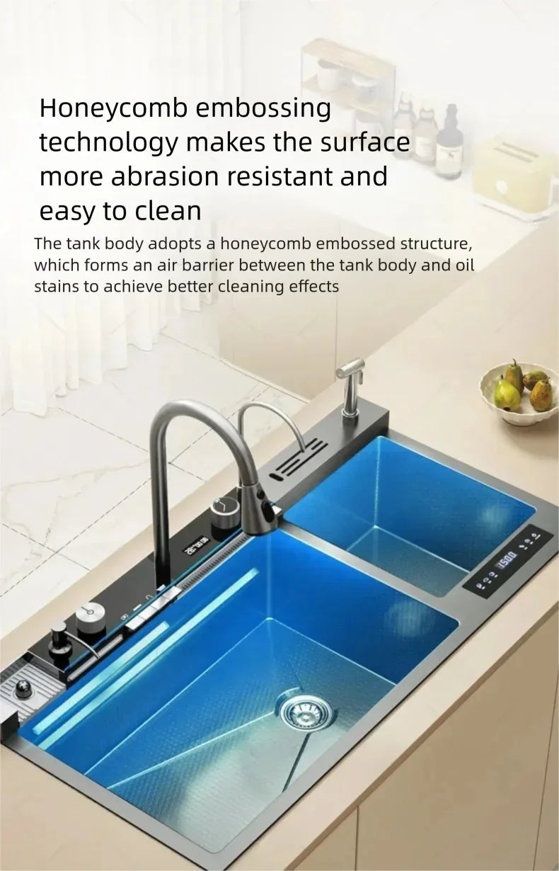 304 Stainless Steel Kitchen Sink Multifunctional Water Catalyst Purify Ingredients 100x50 Large Double Slot Wash Vegetable Basin