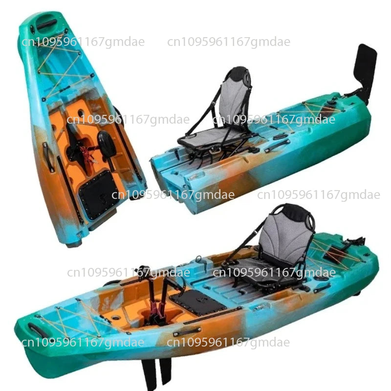 9.5ft 1 Person Folding Plastic Boats Fishing 2 Sectional Modular Kayak With Propeller Pedal Drive and Chair