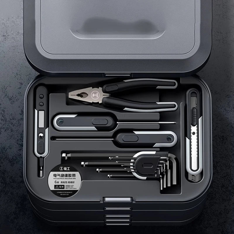 Electric Drill Tool Set Complete Repair Toolkit Electric Hardware Household Recharged Combination Tools Set Luxury Gift Box Kit