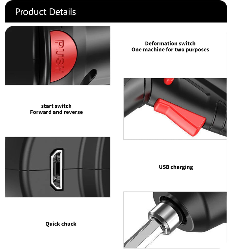 electric screw driver Mini Household Electric Drill Rotated Cordless Screwdriver  Power Tools Household Maintenance Repair