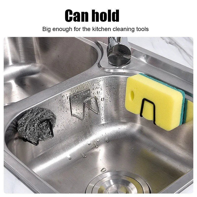 Kitchen Sink Drain Basket, Drain Cleaning Brush, Sponge Holder, Wall Hooks, Home Organizer, Stainless Steel
