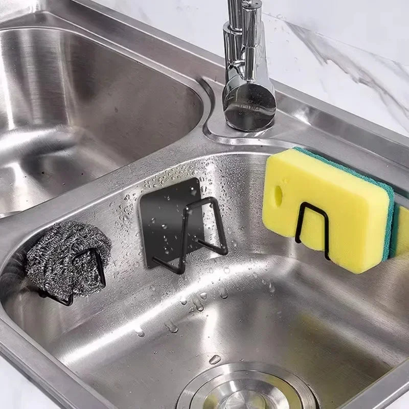 Kitchen Sink Drain Basket, Drain Cleaning Brush, Sponge Holder, Wall Hooks, Home Organizer, Stainless Steel