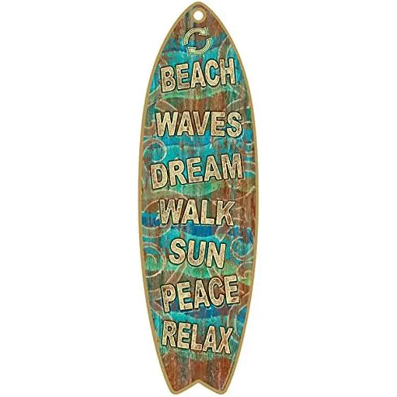 Surfboard Wooden Hanging Sign Ocean Decor Summer Decor Outdoor Decor Summer Theme Wall Decor Beach Signs for Home Cafe Bar Decor