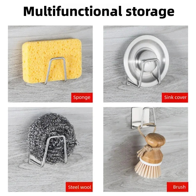 Kitchen Sponge Rack Sink, Self-adhesive Sponge Rack Sink,stainless Steel, Used for Kitchen and Bathroom Storage Rooms