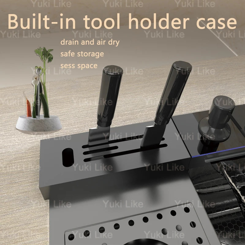 Stainless Steel Waterfall Kitchen Sink Extra Large Single Bowl Digital Display Multifunctional Dishwashing sinks