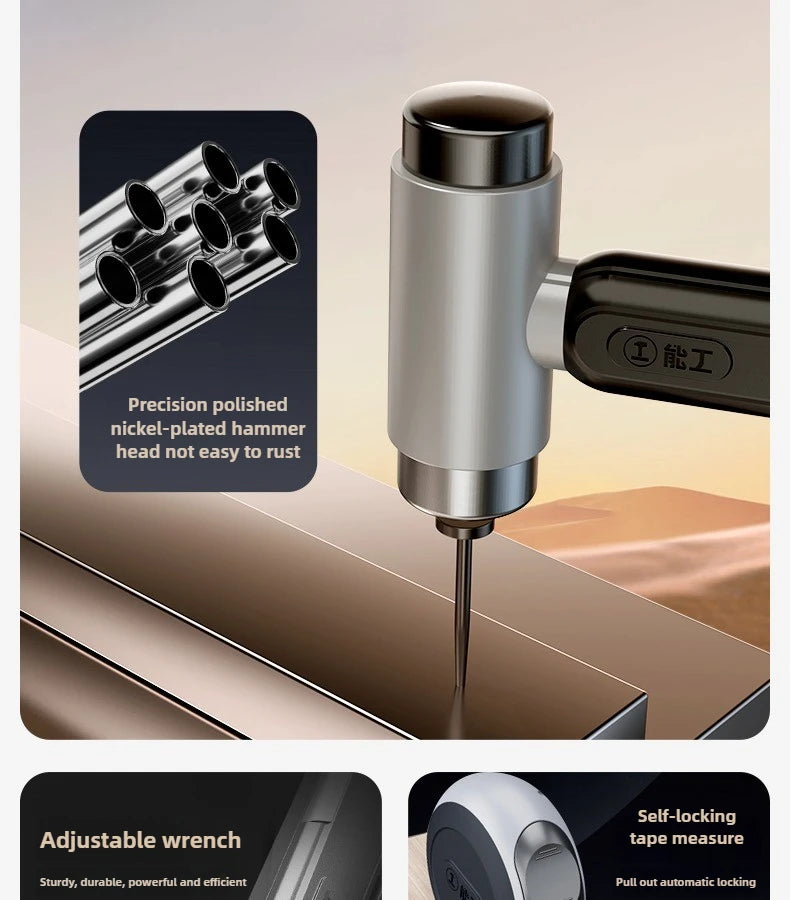 Electric Drill Tool Set Complete Repair Toolkit Electric Hardware Household Recharged Combination Tools Set Luxury Gift Box Kit