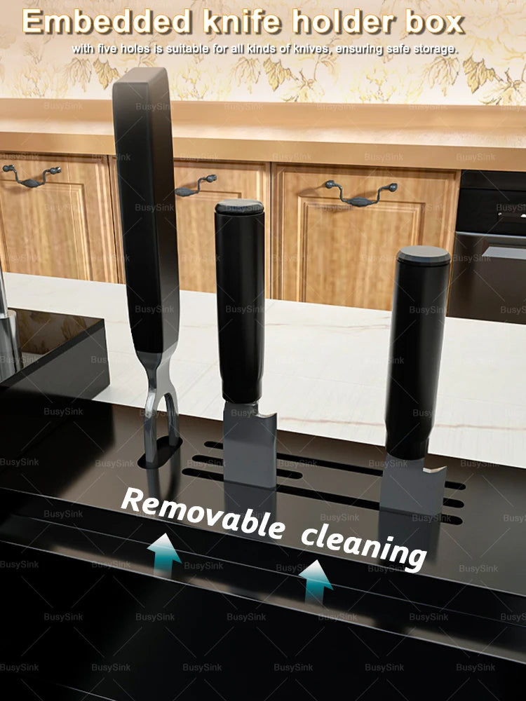 Stainless Steel New Waterfall Kitchen Sink Digital Display Dishwashing Sinks With Draining Rack Embossed Extra Large Single Slot