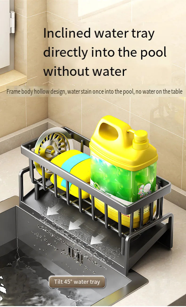 Kitchen Storage Rack Storage Rack Can be Drained and Reused Without Drilling Suitable for Kitchen and Bathroom Sink Storage