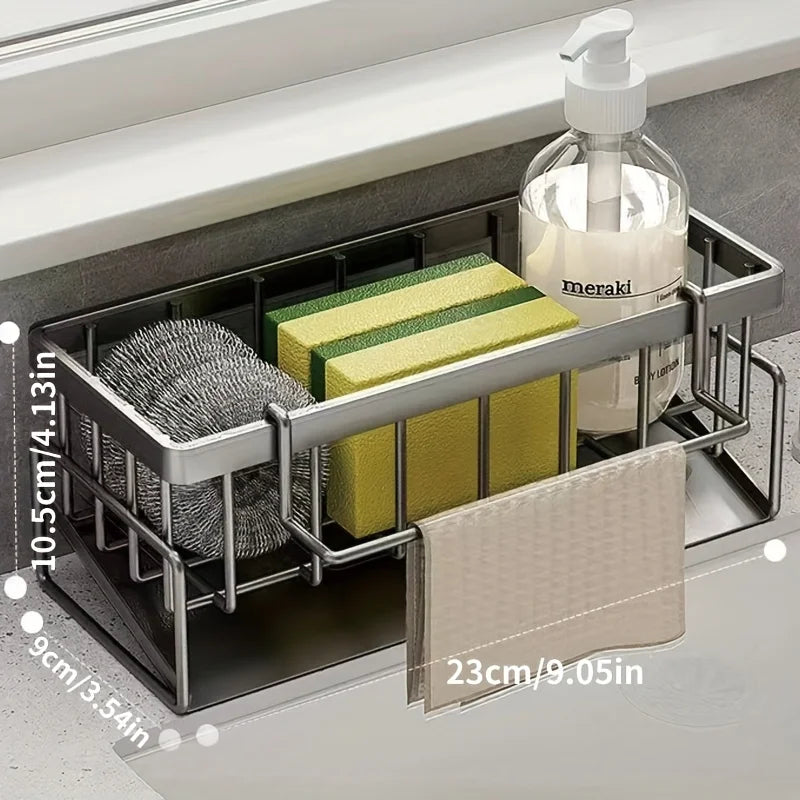 Kitchen sink storage rack, with storage rack, soap dispenser stand and sponge rack, kitchen draining rack, storage rack