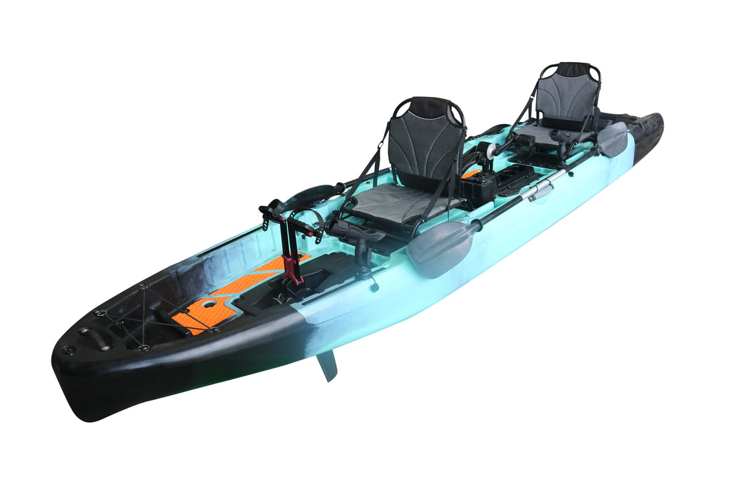2025 Best 14FT Propeller Drive Fishing Kayak 550 LBS Modular Pedal Motor HDPE Tandem Experienced Surfing 2 Persons