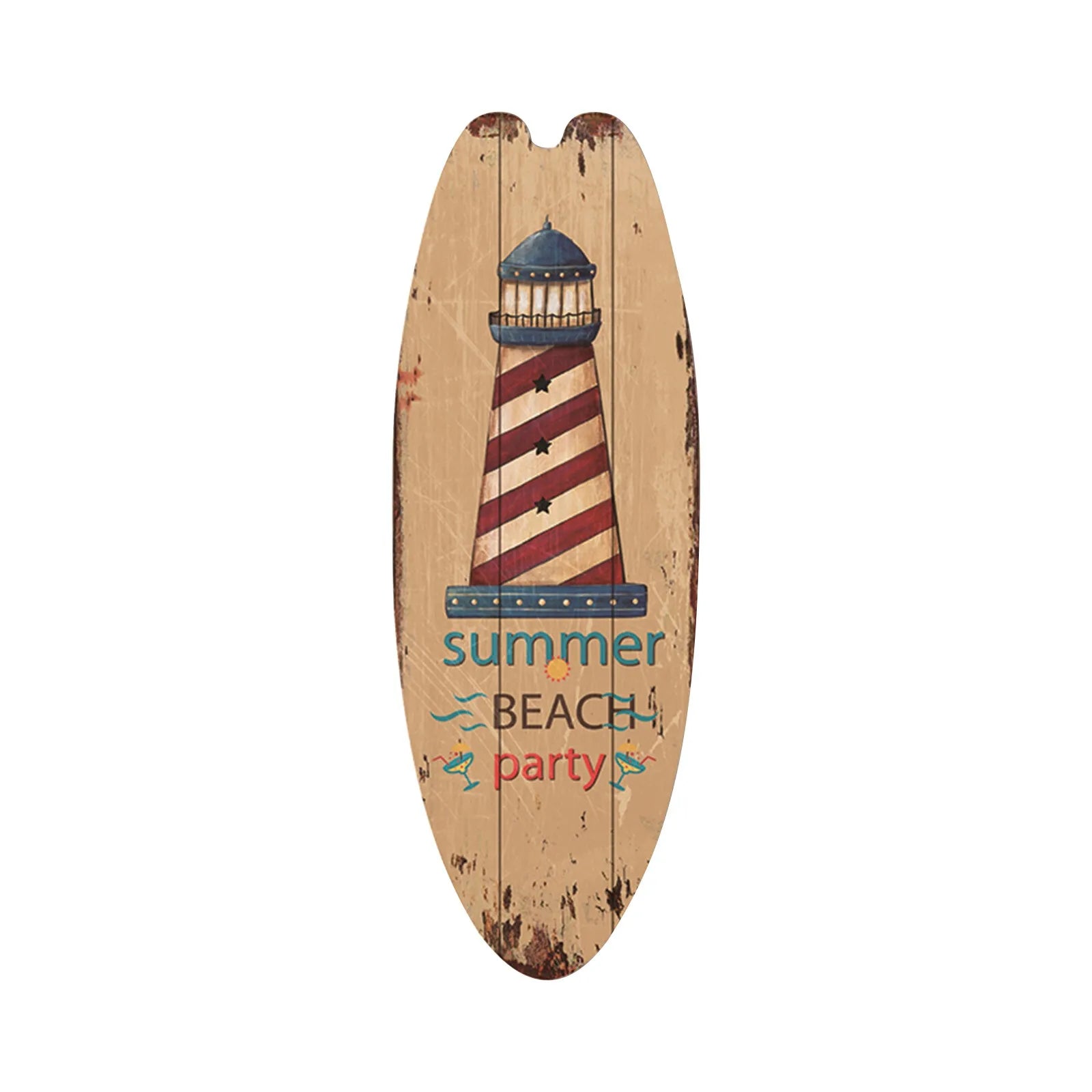 Beach Ocean Theme Surfboard Wooden Leisure Home Party Festival Hanging Decoration Bar Home Wall Retro Decor Wooden Print Sign