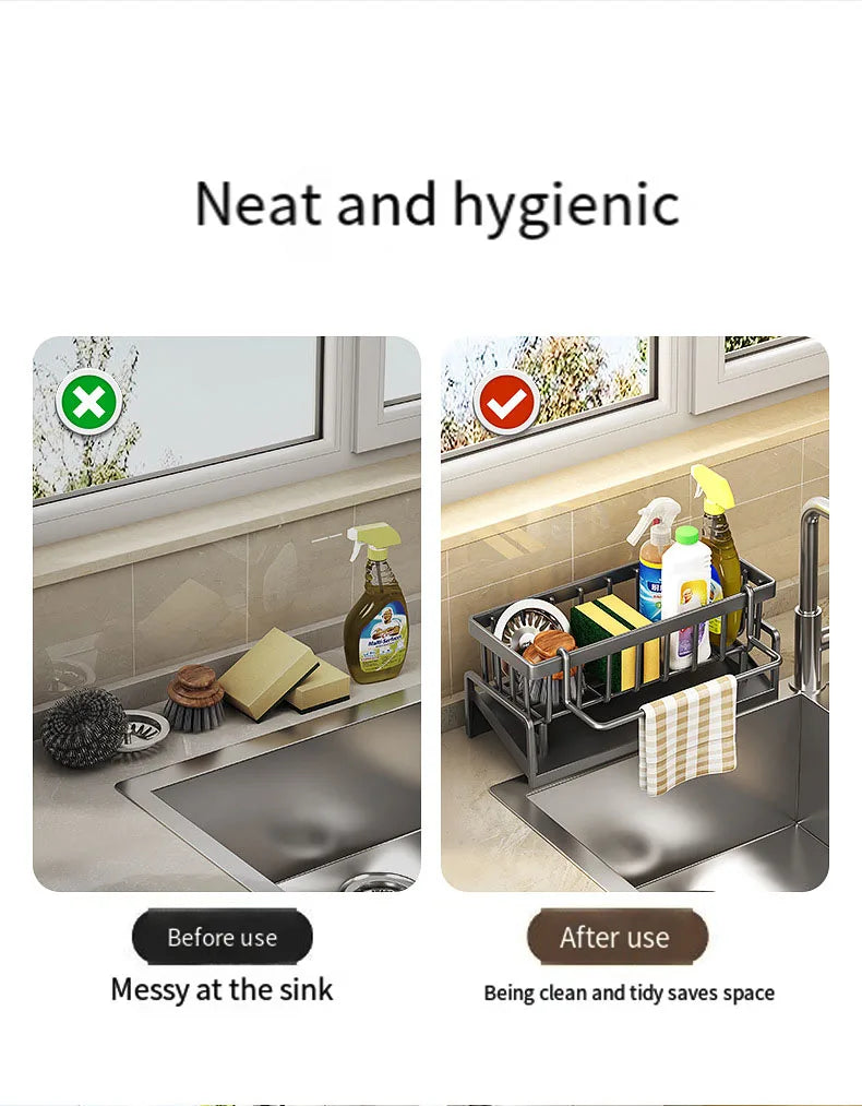 Kitchen Storage Rack Storage Rack Can be Drained and Reused Without Drilling Suitable for Kitchen and Bathroom Sink Storage
