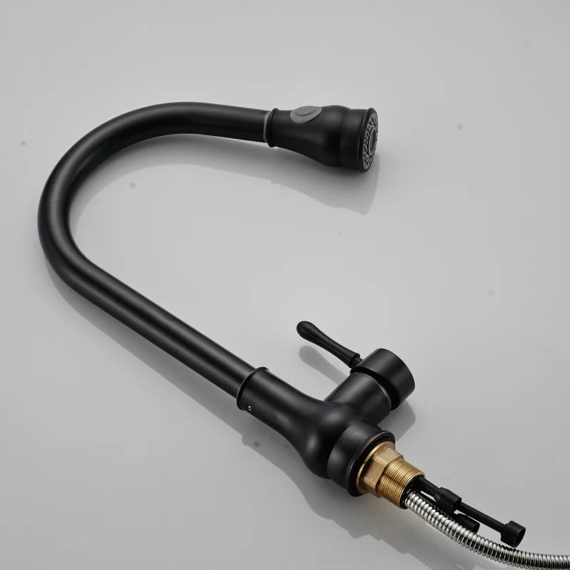 Kitchen Sink Faucet Matte Black Series for Sink Vessel Stainless Steel Hot and Cold Water Mixer Faucet