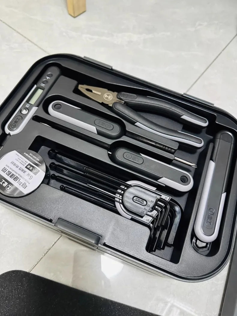 Electric Drill Tool Set Complete Repair Toolkit Electric Hardware Household Recharged Combination Tools Set Luxury Gift Box Kit
