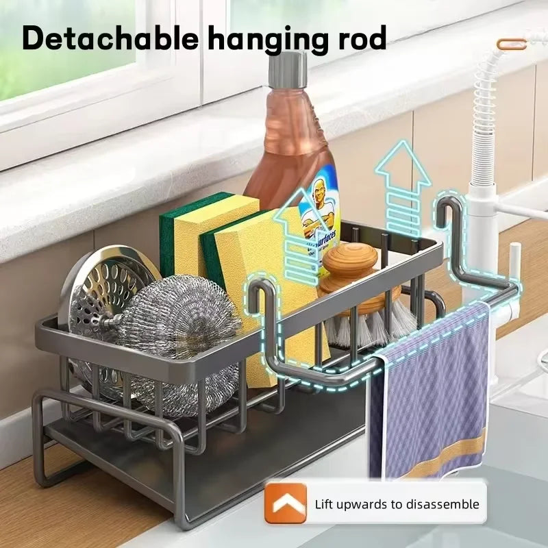 Kitchen Storage Rack Storage Rack Can be Drained and Reused Without Drilling Suitable for Kitchen and Bathroom Sink Storage