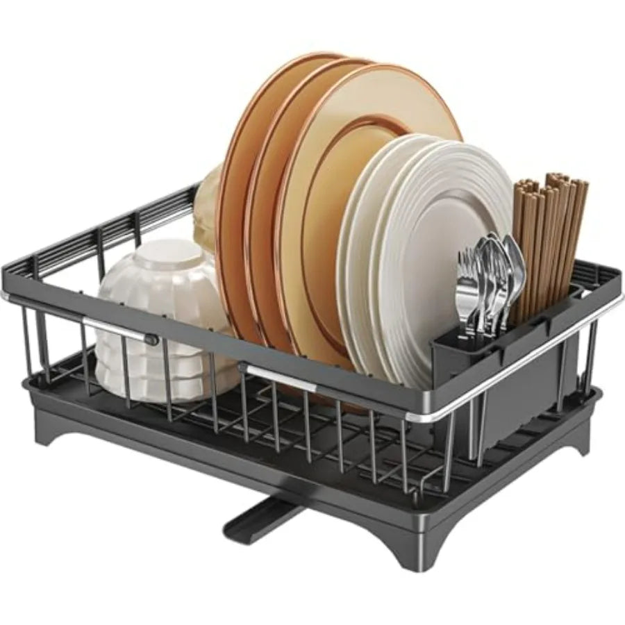 Expandable Dish Drying Rack Over Sink, Space-Saving Dish Racks for Kitchen Counter, Dish Drainer Rack in Sink with Removable Ute