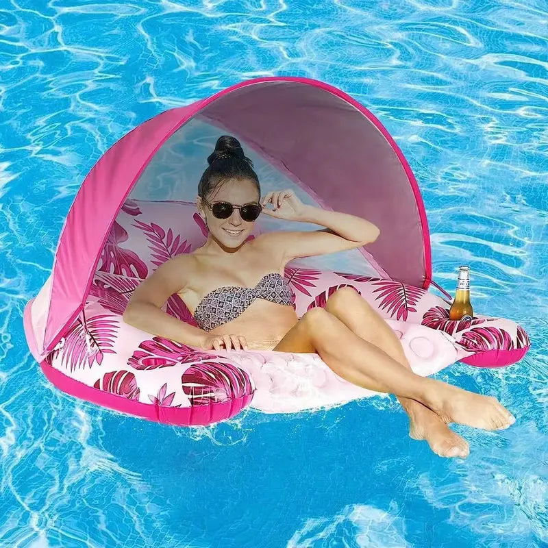 1pc Inflatable U-Shaped Pool Float, PVC Material, Comfortable Lounger with Cup Holder, Durable Water Float Row for Swimming Pool