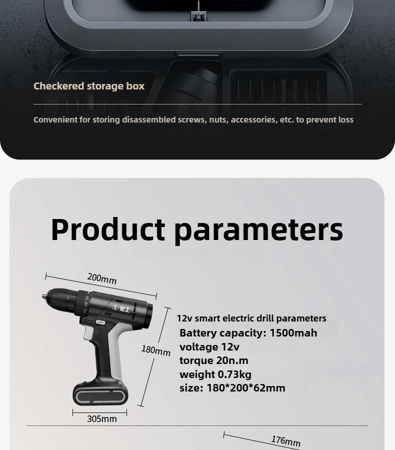 Electric Drill Tool Set Complete Repair Toolkit Electric Hardware Household Recharged Combination Tools Set Luxury Gift Box Kit