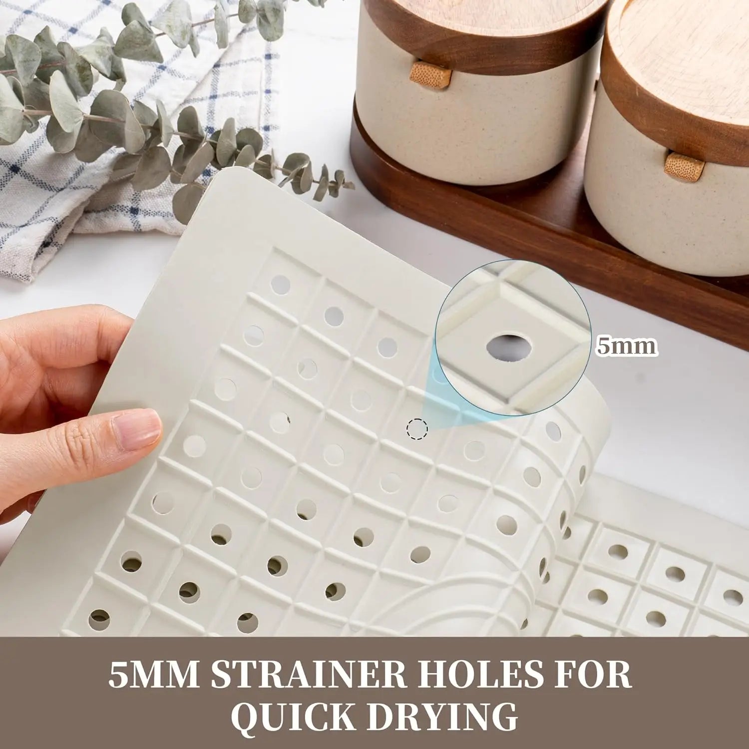 Kitchen Sink Mat 12" X 10" 2 Pack Cream White Non-Slip Fast Draining Grid Sink Protector for Bottom Dish Drying Mat Durable