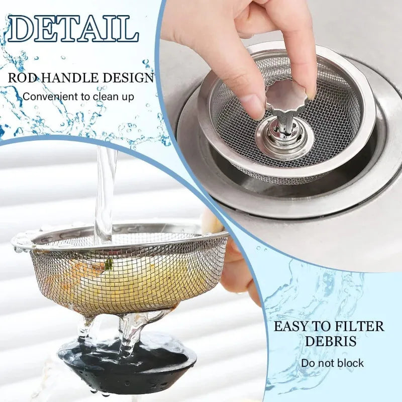 Kitchen Sink Filter Stainless Steel Sink Sewer Mesh Strainers Kitchen Tools Bathroom Floor Drains Hair Catcher Waste Plug Filter