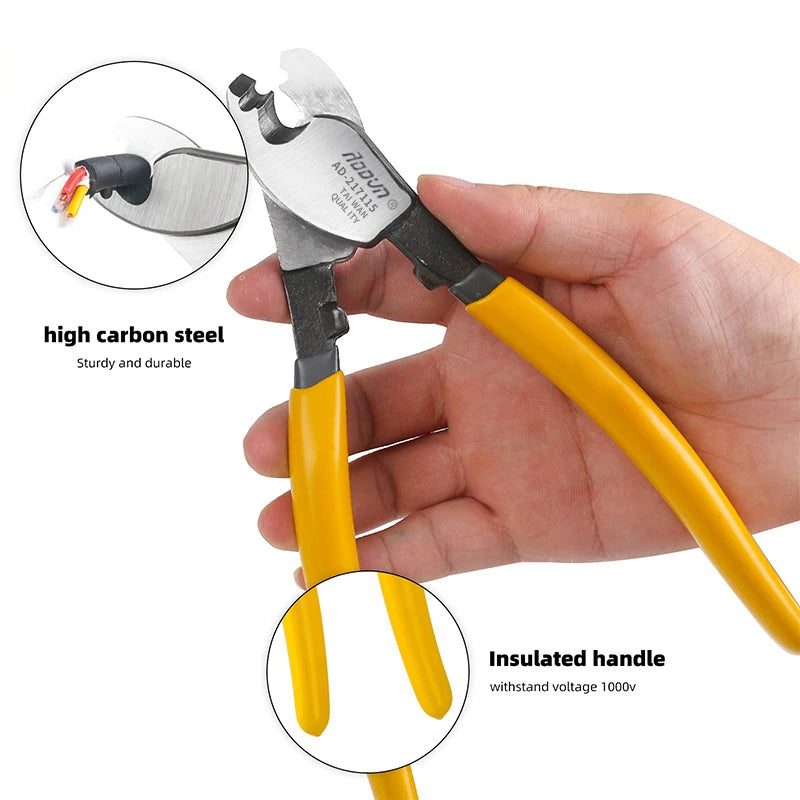 Electrician Professional Pliers Insulated Cable Cutter Shock Wire Stripper Tool Pliers Cable Scissors Hand Tools