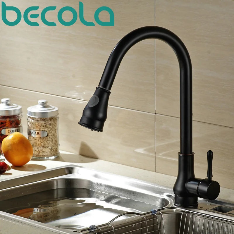 Kitchen Sink Faucet Matte Black Series for Sink Vessel Stainless Steel Hot and Cold Water Mixer Faucet