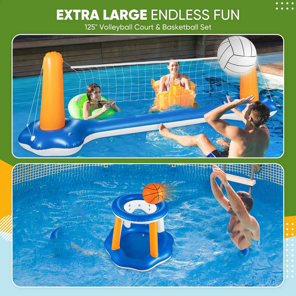 Adult Water Entertainment Inflatable Volleyball Stand-Inflatable Basketball Stand-Suitable for Summer Swimming Pool Water Event Party