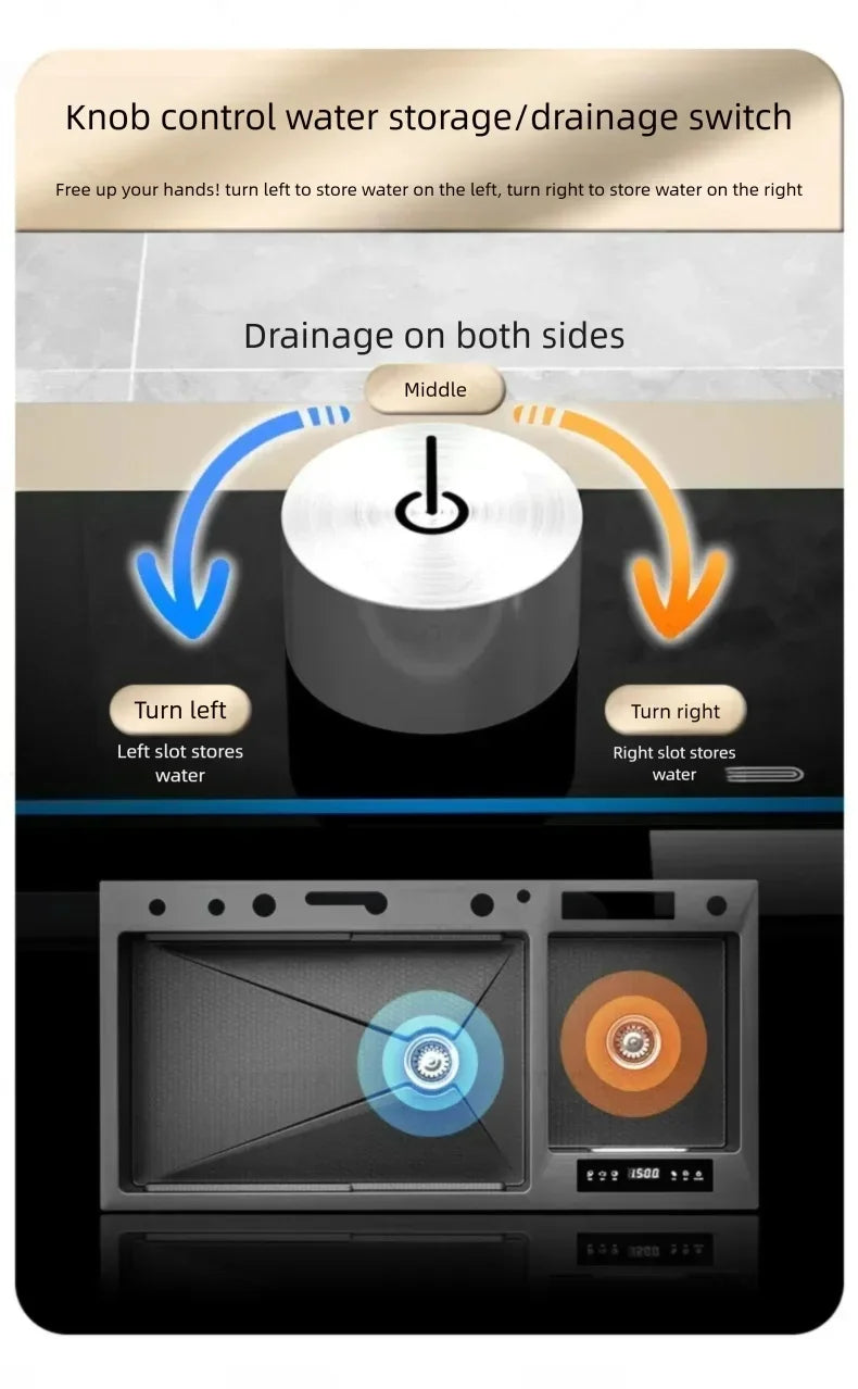 304 Stainless Steel Kitchen Sink Multifunctional Water Catalyst Purify Ingredients 100x50 Large Double Slot Wash Vegetable Basin