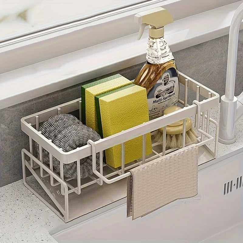 Kitchen sink storage rack, with storage rack, soap dispenser stand and sponge rack, kitchen draining rack, storage rack