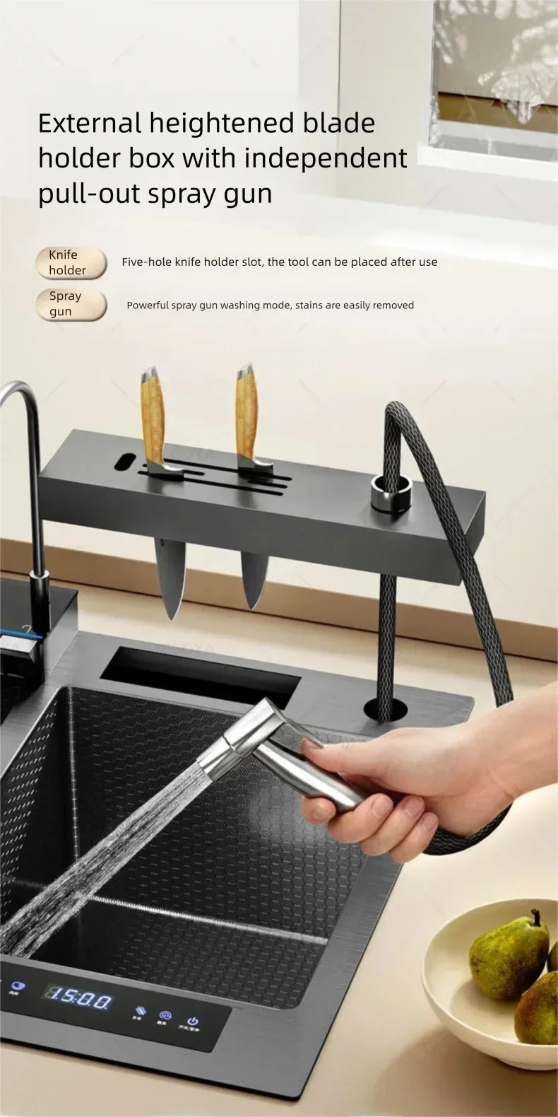 304 Stainless Steel Kitchen Sink Multifunctional Water Catalyst Purify Ingredients 100x50 Large Double Slot Wash Vegetable Basin