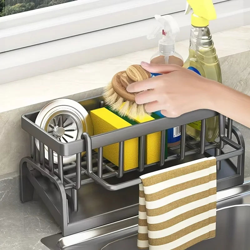 Kitchen Storage Rack Storage Rack Can be Drained and Reused Without Drilling Suitable for Kitchen and Bathroom Sink Storage