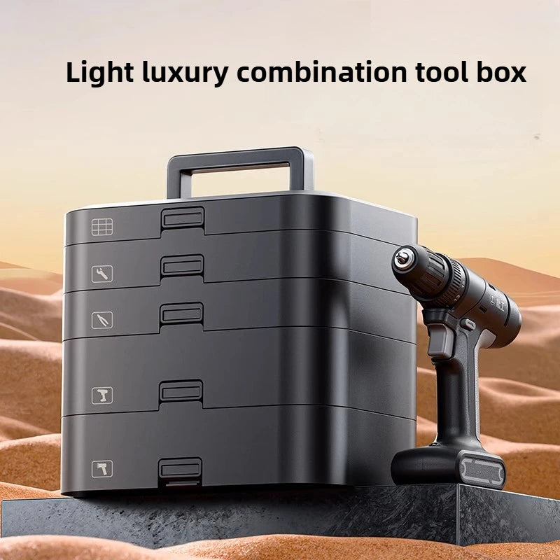 Electric Drill Tool Set Complete Repair Toolkit Electric Hardware Household Recharged Combination Tools Set Luxury Gift Box Kit