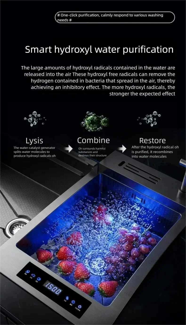 304 Stainless Steel Kitchen Sink Multifunctional Water Catalyst Purify Ingredients 100x50 Large Double Slot Wash Vegetable Basin