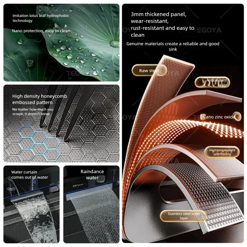 304 Stainless Steel Kitchen Sink Multifunctional Water Catalyst Purify Ingredients 100x50 Large Double Slot Wash Vegetable Basin